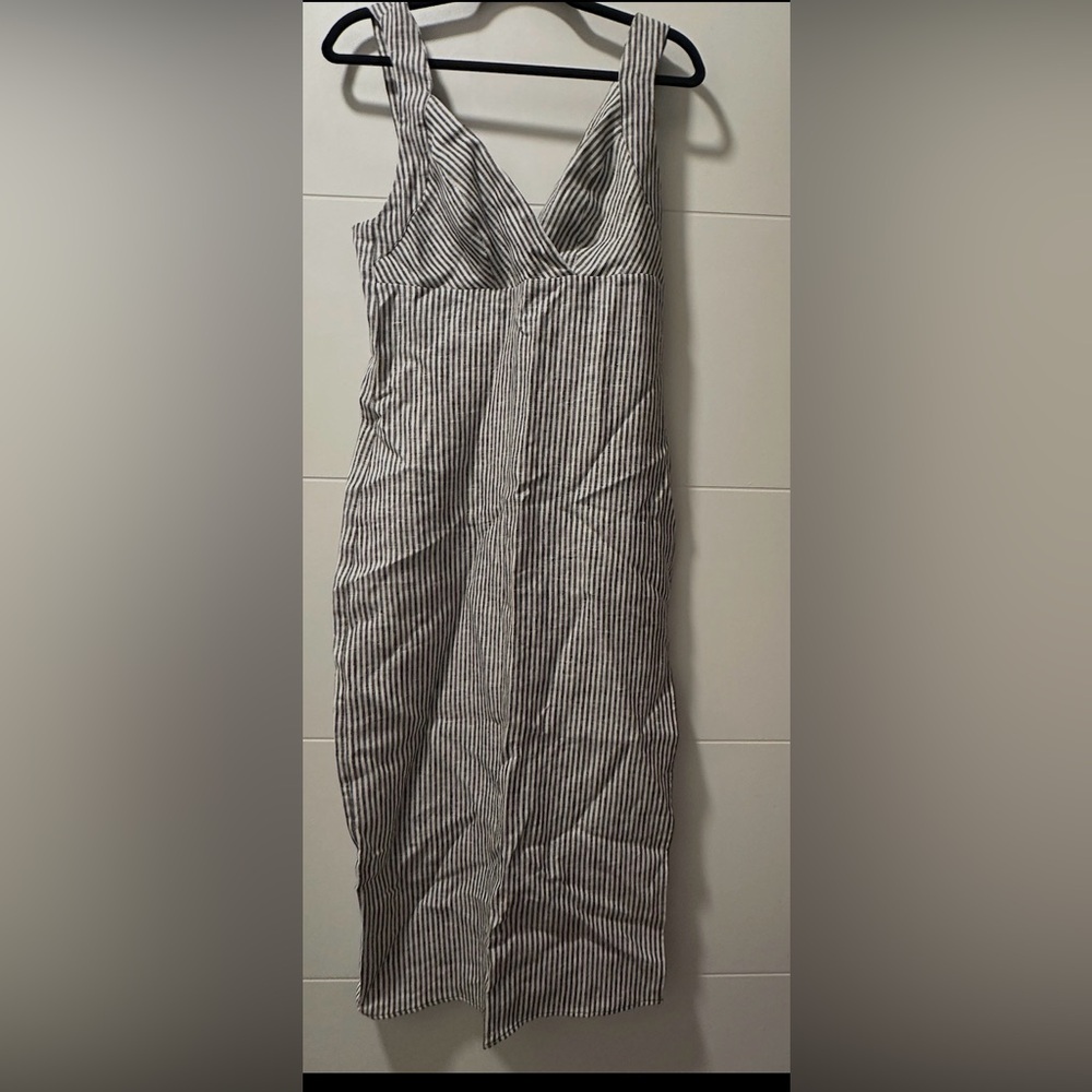 Reformation Gray Striped Midi Dress - Picture 2 of 3